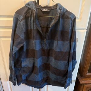 The North Face Women’s Blue Black Plaid 1/4 Zip Pullover Jacket Size Medium